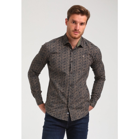 Gabbiano Heren overhemd 334752 4412 khaki brown