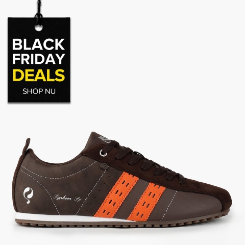 Q1905 Sneaker typhoon sp donkerbruin/oranje
