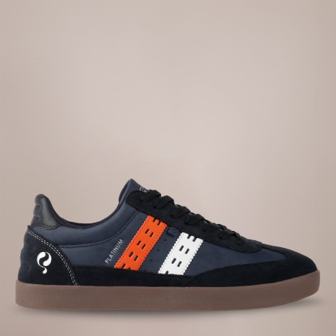 Q1905 Sneaker platinum donkerblauw/oranje/wit