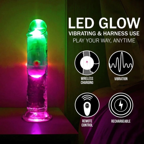 RealRock - Transparante LED Dildo met Afstandsbediening