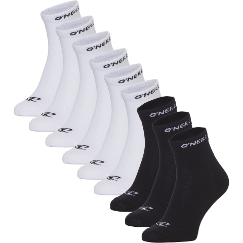 O'Neill Heren / dames enkelsokken quarter sokken 9-pack wit/zwart
