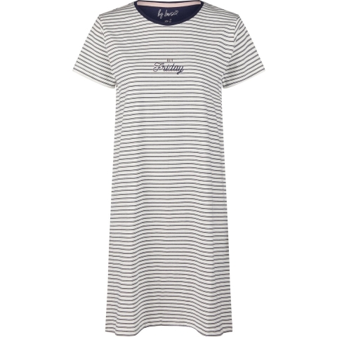 By Louise Dames nachthemd korte mouw wit gestreept