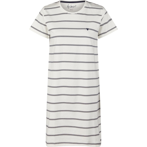 By Louise Dames nachthemd korte mouw off-white gestreept