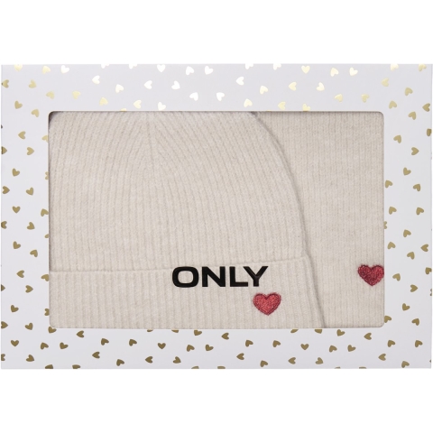 Only Onlavery life scarf and beanie set cc cloud dancer