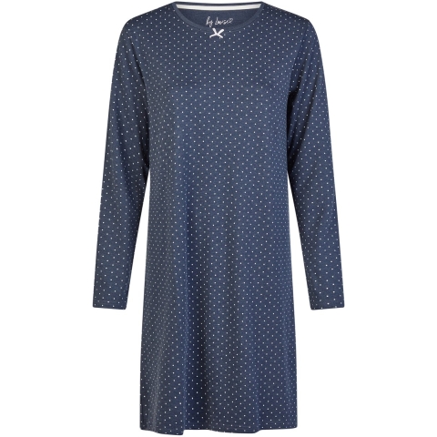 By Louise Dames nachthemd interlock lange mouw donker gestipt