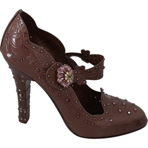 Dolce & Gabbana Dames Bruin Bloemen Kristal CINDERELLA Hakken Schoenen
