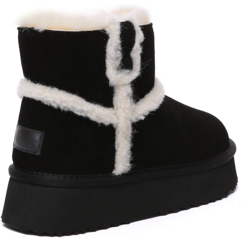 EVER AU Dames Leren Chique Plateaulaarzen - Barren