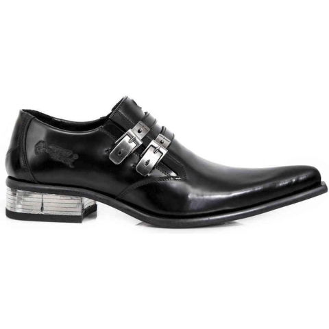 New Rock zwart lederen Newman schoenen met gesp - M-2246-S14