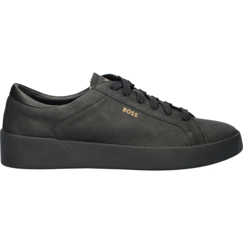 Boss Belwar Tennis Tumble Leather Heren Zwart Sportschoenen