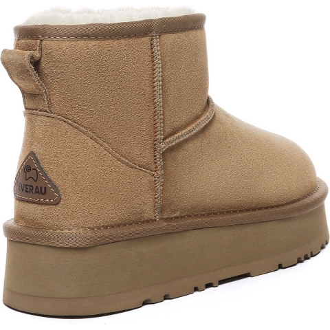 EVER AU Dames Leren Plateaulaarzen - Dusky