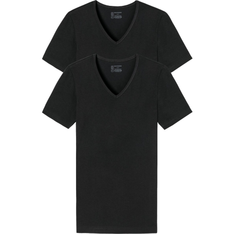 Schiesser 95/5 v-shirt 2-pack 173982 zwart