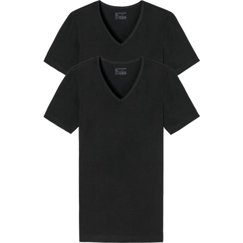 Schiesser 95/5 v-shirt 2-pack 173982 zwart