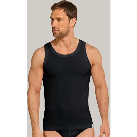 Schiesser Long life soft shirt blauw/ zwart