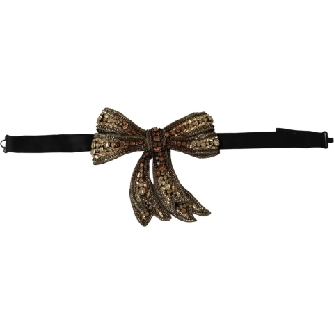 Dolce & Gabbana Gold Tone Silk Rhinestone verfraaide dames bowtie vrouwen