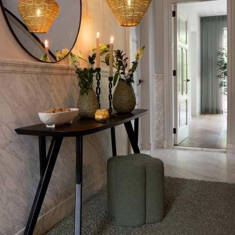 Light & Living poef 38x38x45 cm nalani bouclé donker