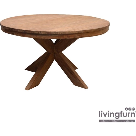 Livingfurn eetkamertafel beek roud spider leg teakhout 130 cm