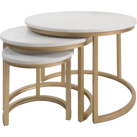 Home67 Salontafel jasmin marmer set van 3 wit/goud