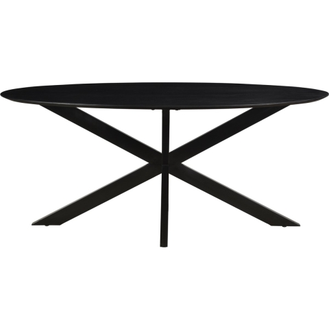 Livingfurn eetkamertafel oslo oval spider black 160 cm mangohout / gecoat staal