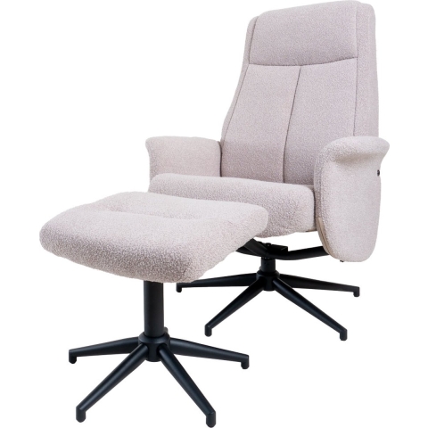 Home67 Relaxfauteuil bindy + hocker bouclé naturel