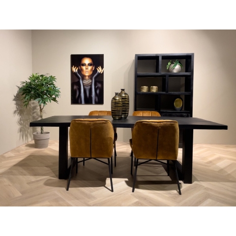 Livingfurn moderne eetkamertafel kala u-poten van mango en hout gecoat staal 200 cm -