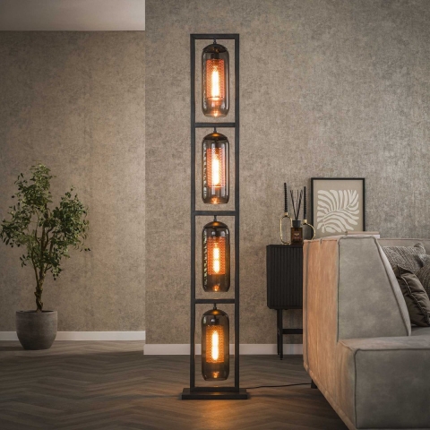 Hoyz Hoyz vloerlamp tower 4l smoke glas artic zwart