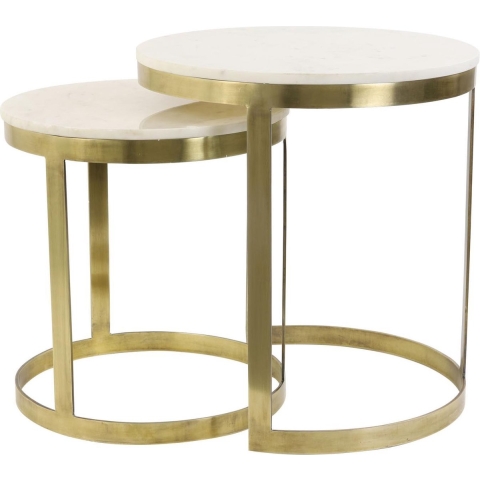 Light & Living bijzettafel perlato Ø49x52cm - set van 2