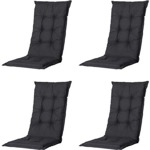 Madison tuinkussens hoge rug basic black 123x50 antraciet 4 stuks