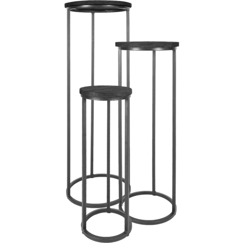 Home67 Plantentafels sam rond set van 3 mangohout