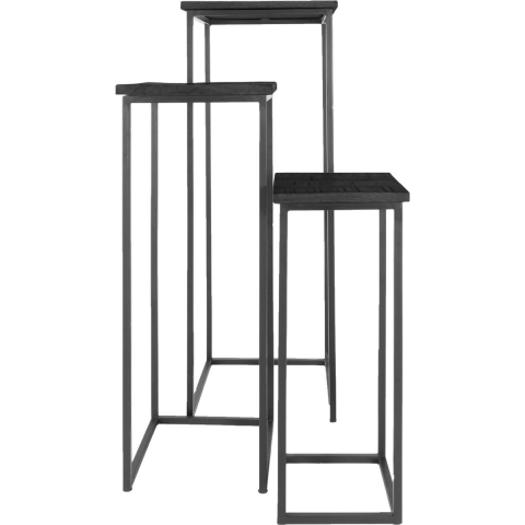 Home67 Plantentafels sam vierkant set van 3 mangohout