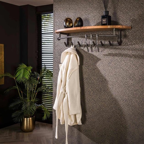 Hoyz kapstok round 8 haken hoedenplank acaciahout