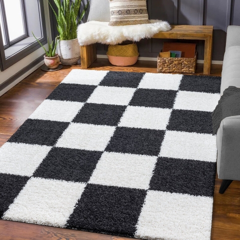 Muratap Milano geblokt hoogpolig vloerkleed modern creme- 120x170 cm