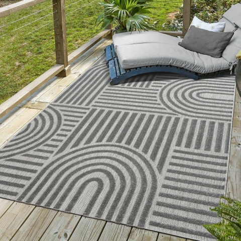 Muratap Berlin outdoor japandi - vloerkleed binnen en buiten laagpolig tapijt tuin- 60x110 cm