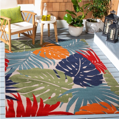 Muratap Binnen en buiten vloerkleed floral outdoor laagpolig tapijt 80x150 cm