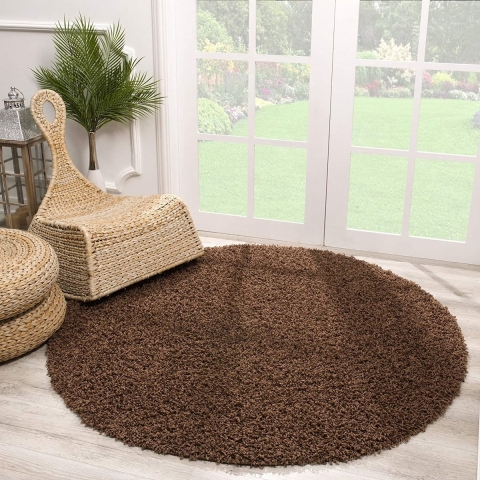 Muratap Loca shaggy rond vloerkleed hoogpolig- 80 cm rond
