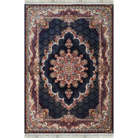 Muratap Isfahan oosters vloerkleed nain laagpolig klassiek vintage tapijt / navy / multi- 80x150 cm