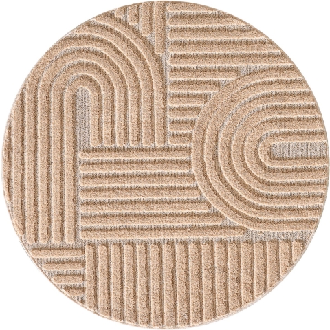 Muratap Japandi art rond vloerkleed boho scandinavisch laagpolig effen oud 80 cm rond