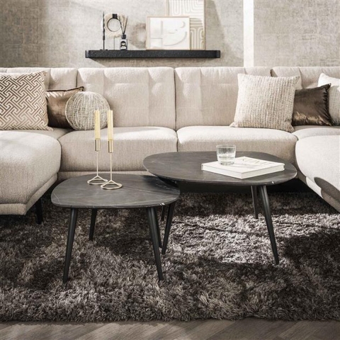 Hoyz salontafel set-2 rock organisch 3d bruin