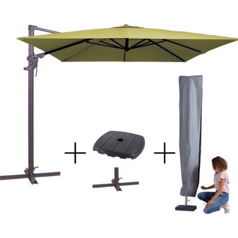 Madison Mega combi deal! parasol monaco flex iii sage + voet + hoes