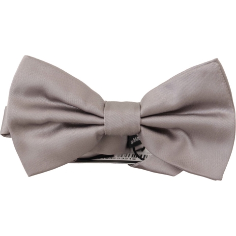 Dolce & Gabbana Grijs 100% Zijde Verstelbare Nek Papillon Mannenstropdas