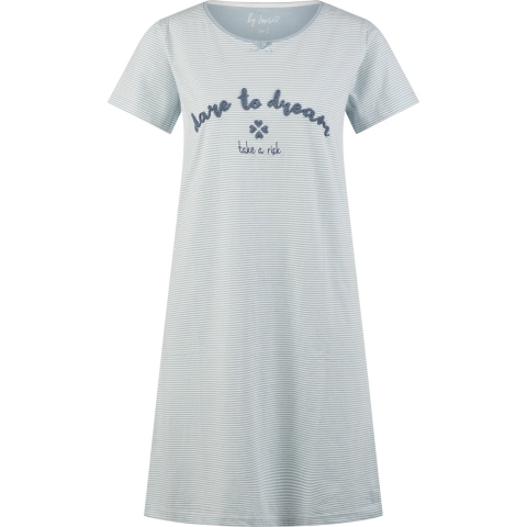 By Louise Dames nachthemd korte mouw katoen blauw gestreept