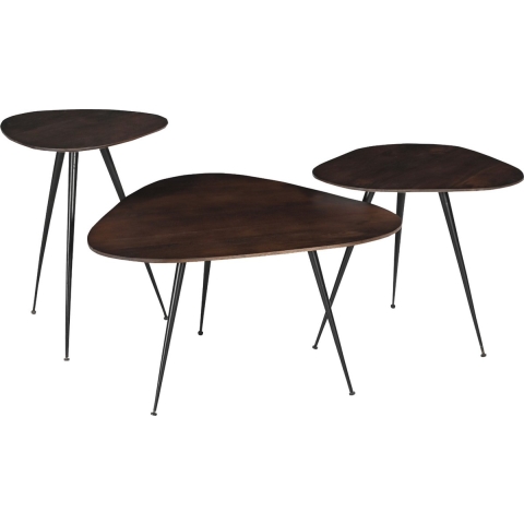 Brix salontafel loua brown set of 3 mangohout