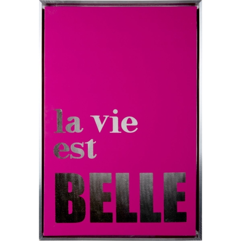 Present Time wall art la vie est belle medium dark pink & silver