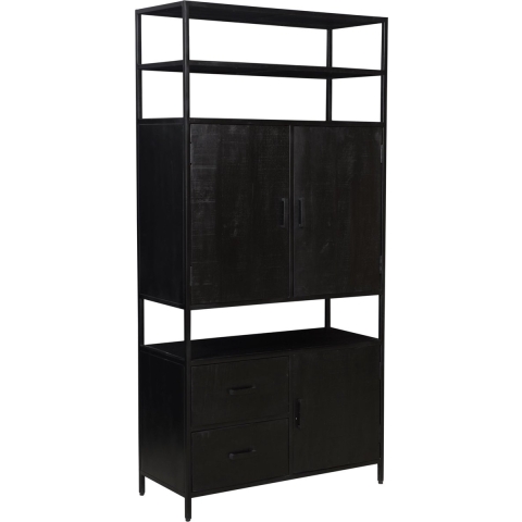 Livingfurn kabinetkast kala open 40x100x200 mangohout en gecoat staal