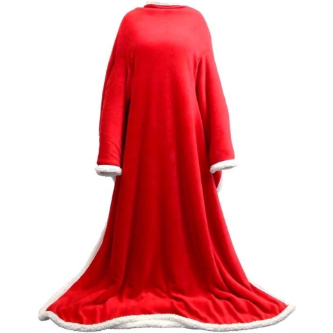 Unique Living plaid lars met mouwen red -140x180cm