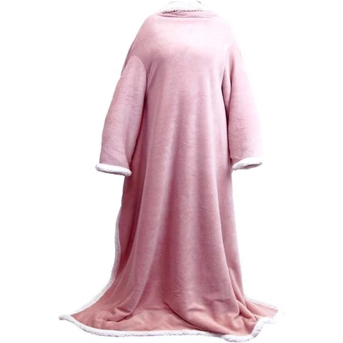 Unique Living plaid lars met mouwen old pink -140x180cm