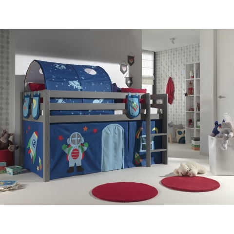 Lucevi pino halfhoogslaper h115cm met ladder 90 x 200 cm astro