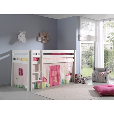 Lucevi pino halfhoogslaper h115cm met ladder 90 x 200 cm spring