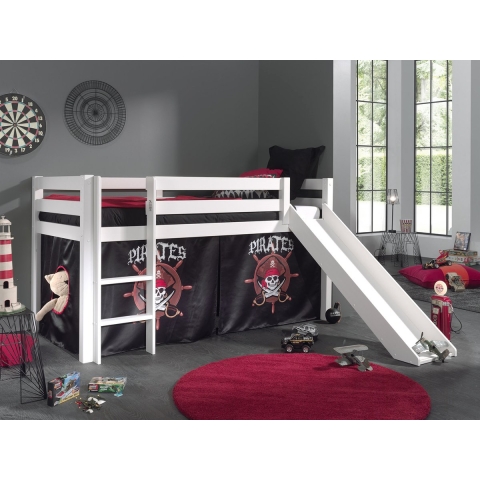 Lucevi pino halfhoogslaper h115cm met glijbaan 90 x 200 cm pirates