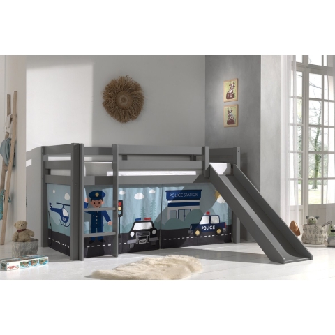 Lucevi pino halfhoogslaper h115cm met glijbaan 90 x 200 cm police