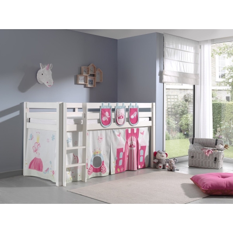 Lucevi pino halfhoogslaper h115cm met ladder 90 x 200 cm princess